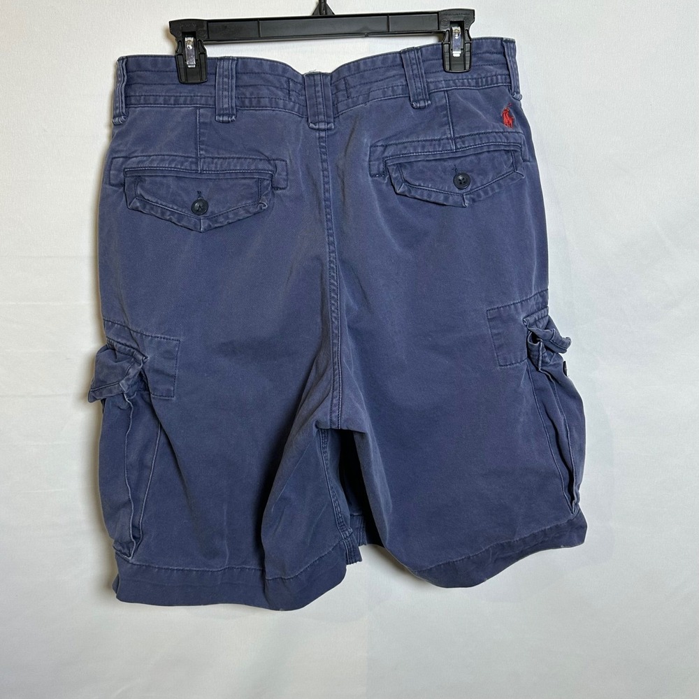 VTG Polo Ralph Lauren Cargo Shorts Men 34 Navy Blue Classic Heavy Y2K  Red Pony - Picture 9 of 12